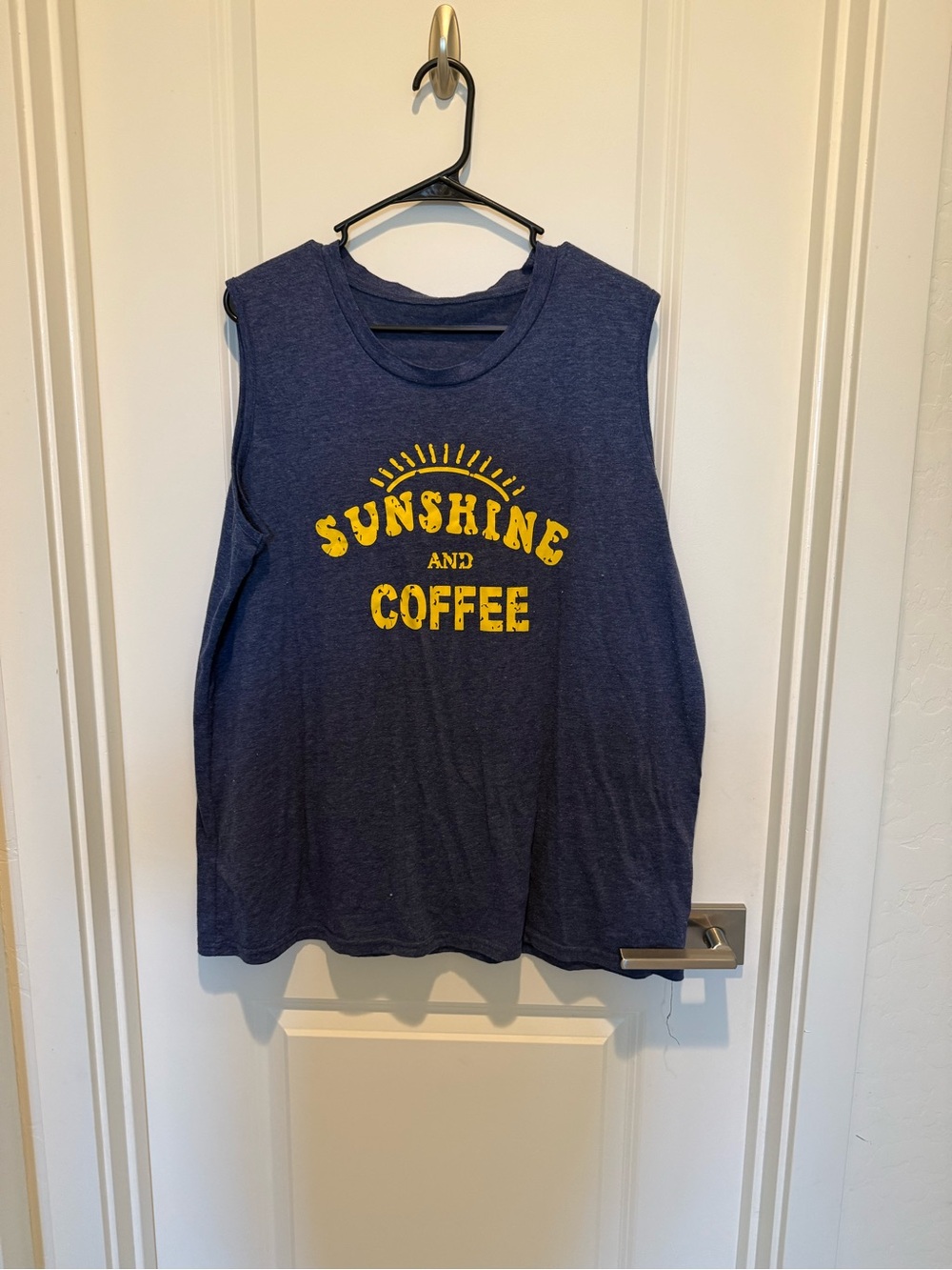 Sunshine and Coffee Graphic Muscle Tank - Navy